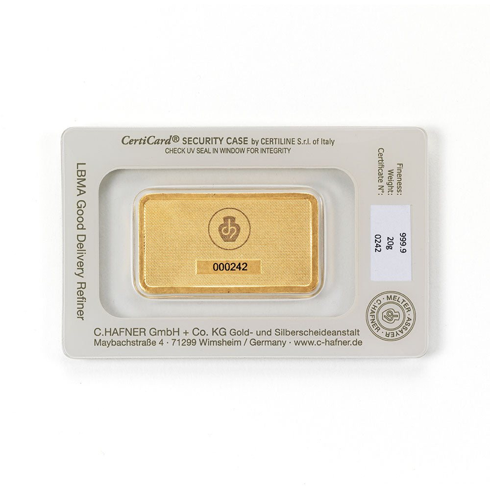 25 g Goldbarren geprägt (C. Hafner)
