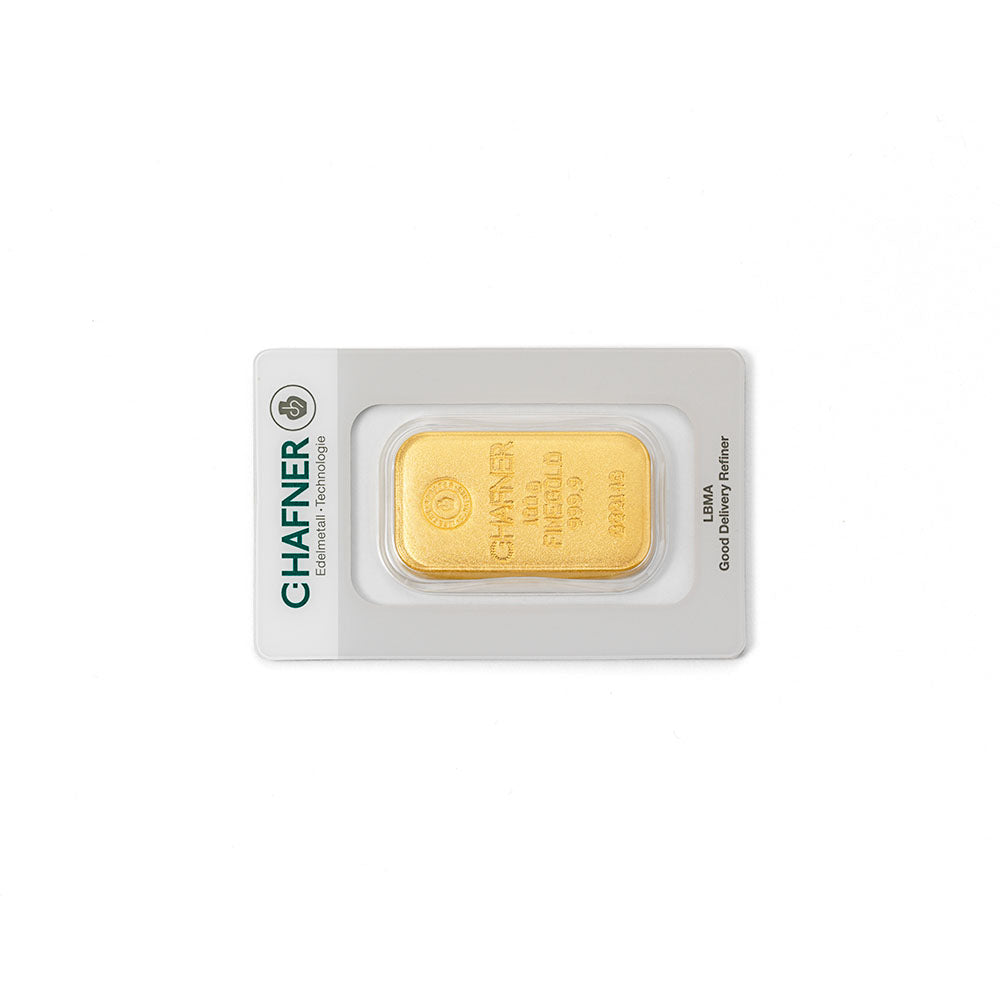 100 g Goldbarren gegossen (C. Hafner)