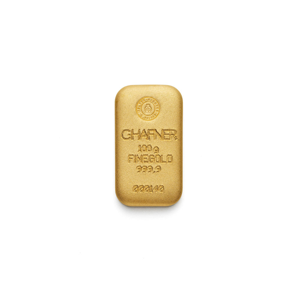 100 g Goldbarren gegossen (C. Hafner)