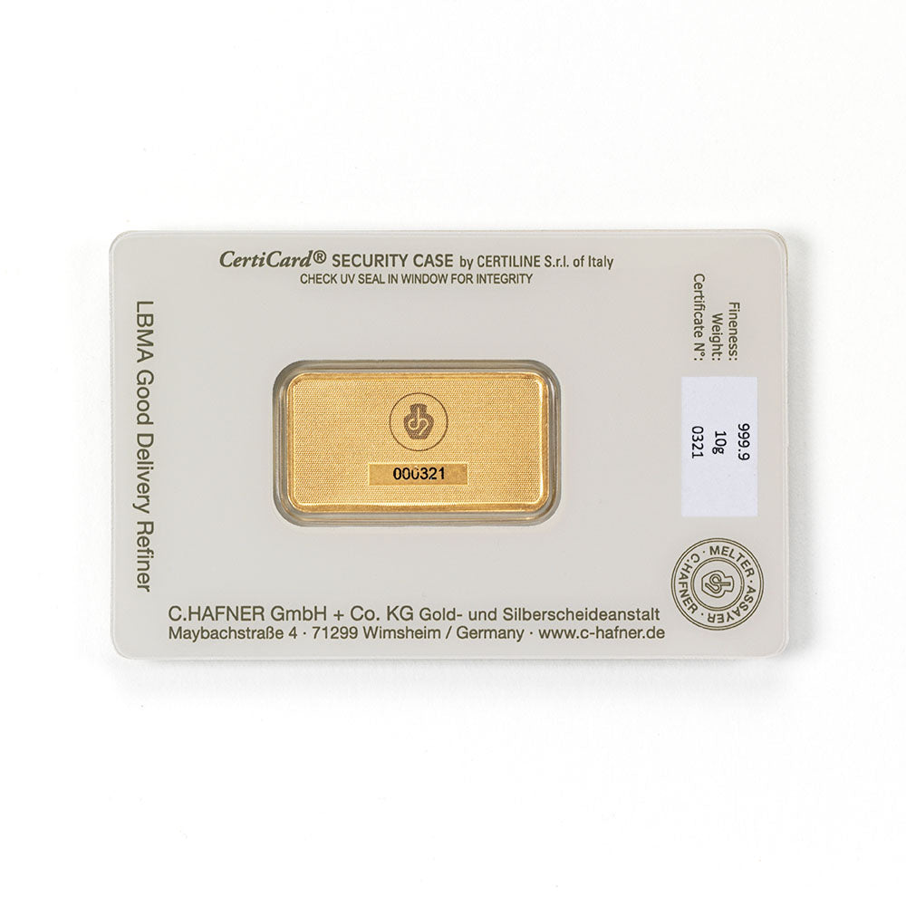 10 g Goldbarren geprägt (C. Hafner)