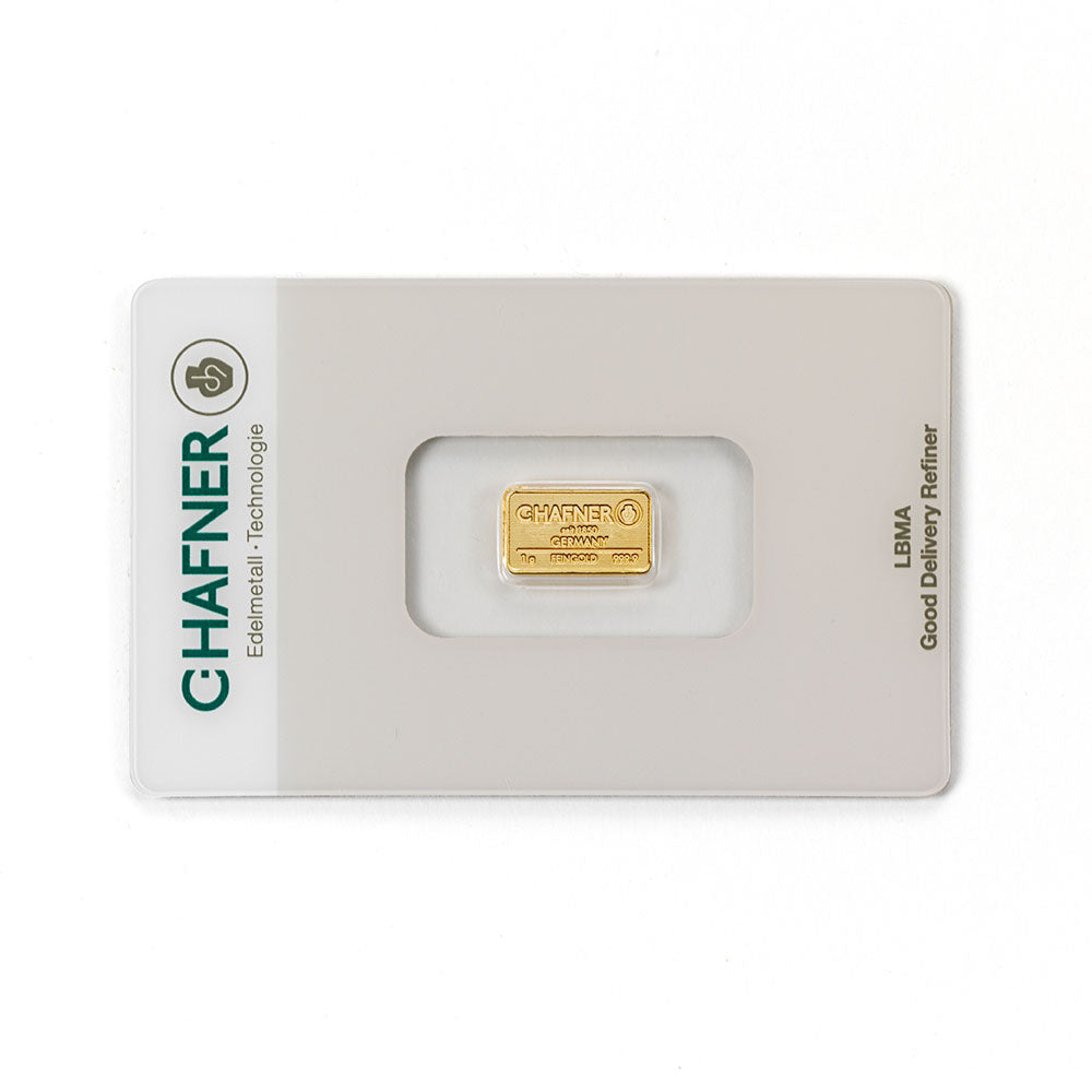 1 g Goldbarren geprägt (C. Hafner)