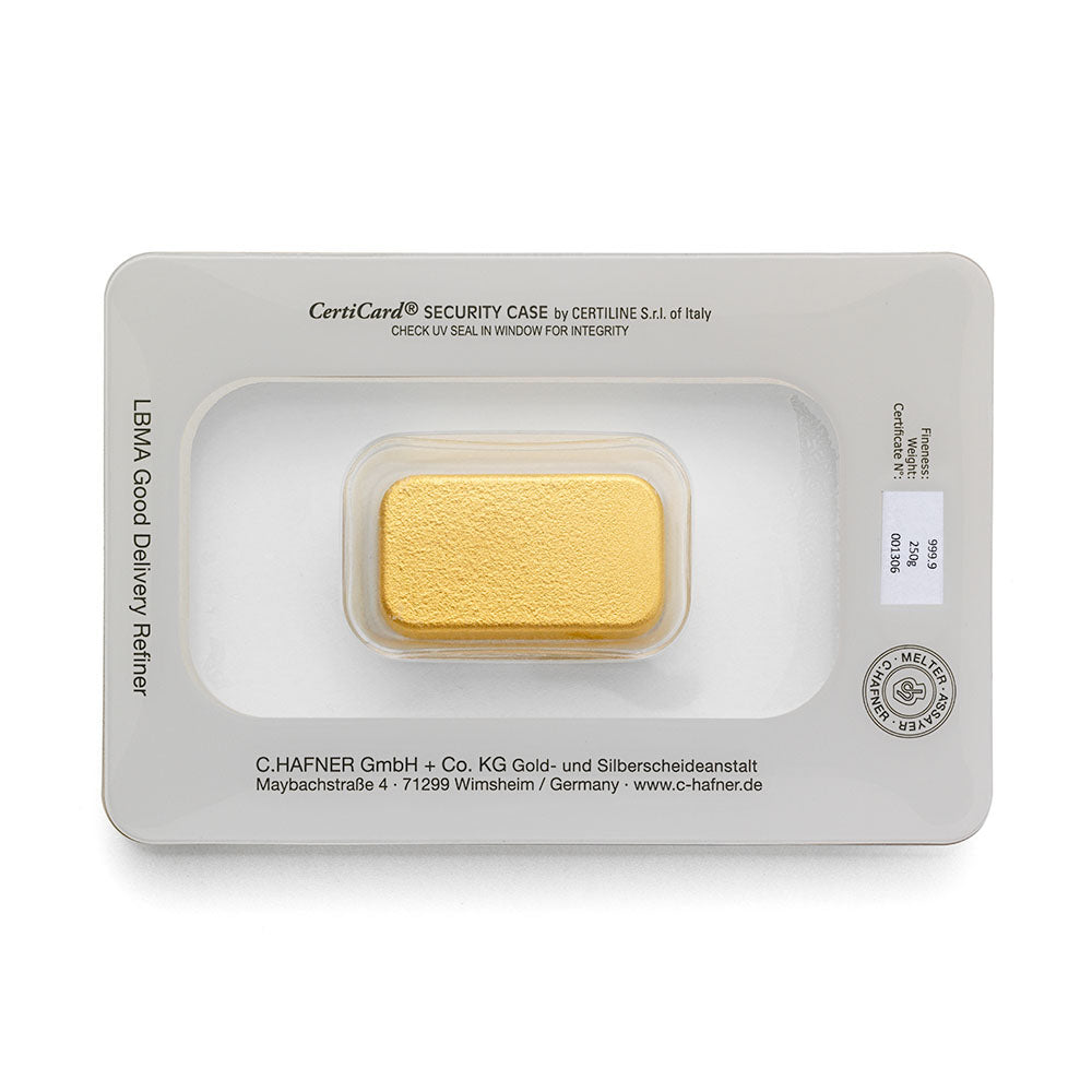 250 g Goldbarren gegossen (C. Hafner)