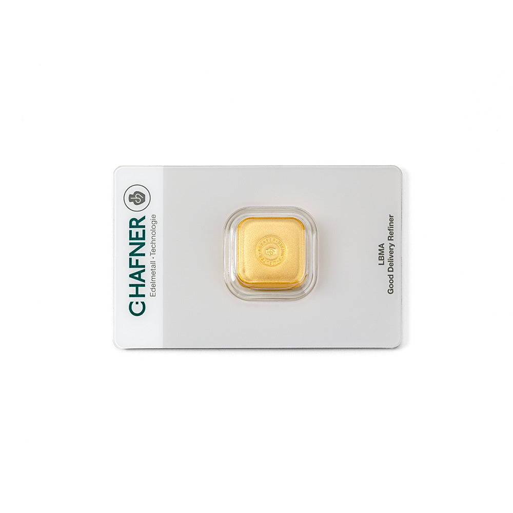 50 g Goldbarren gegossen quadratisch (C. Hafner)