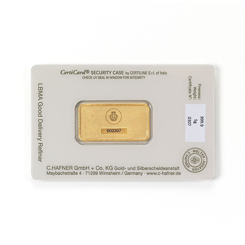 5 g Goldbarren geprägt (C. Hafner)