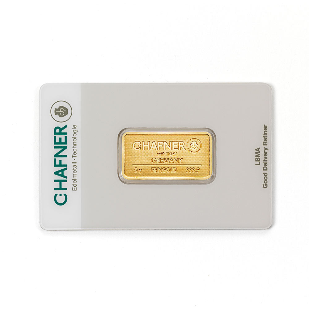 5 g Goldbarren geprägt (C. Hafner)