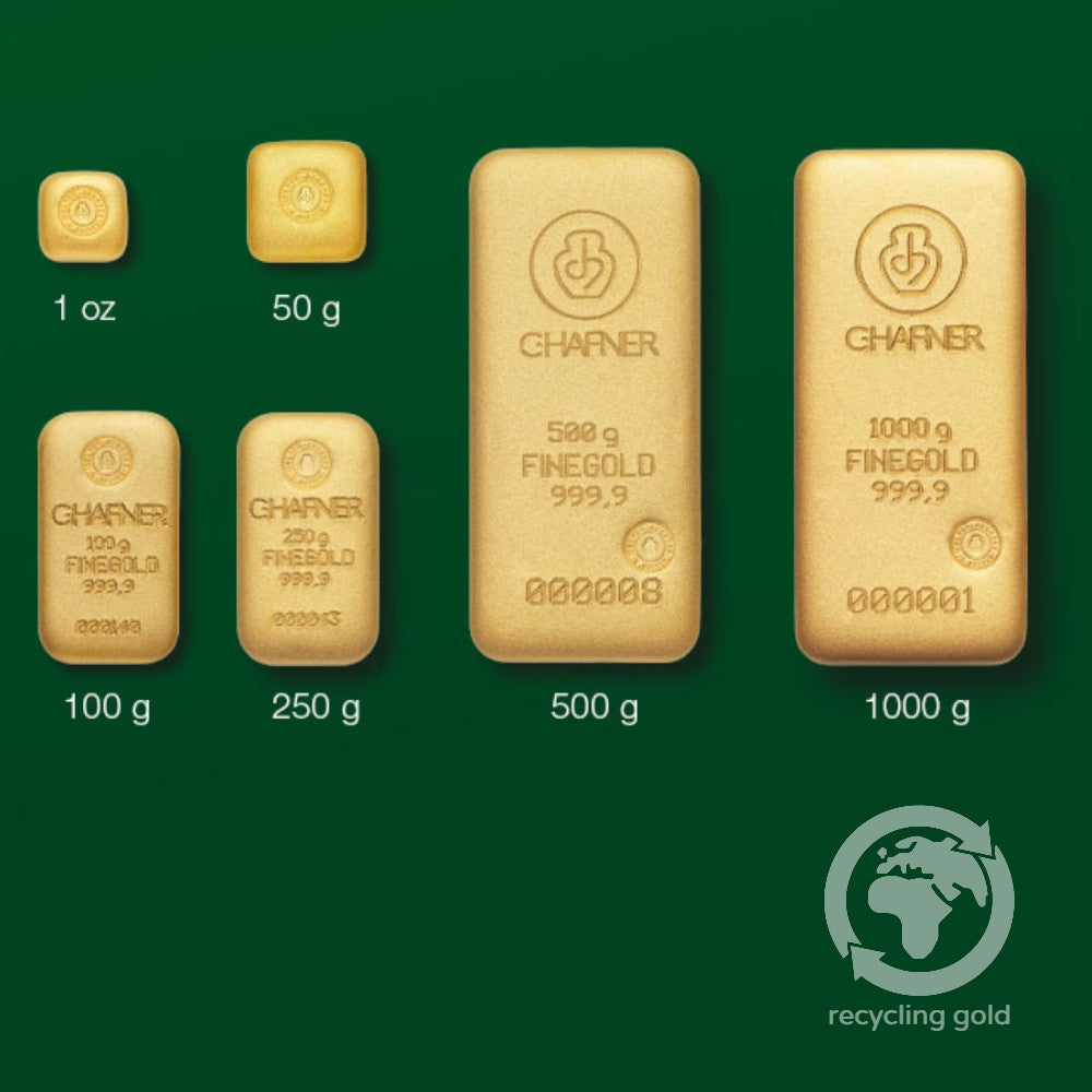 100 g Goldbarren gegossen (C. Hafner)