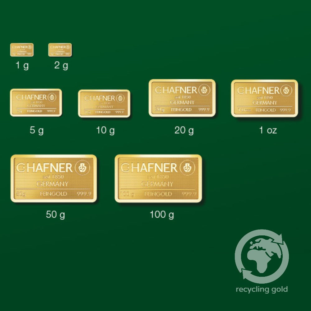2 g Goldbarren geprägt (C. Hafner)