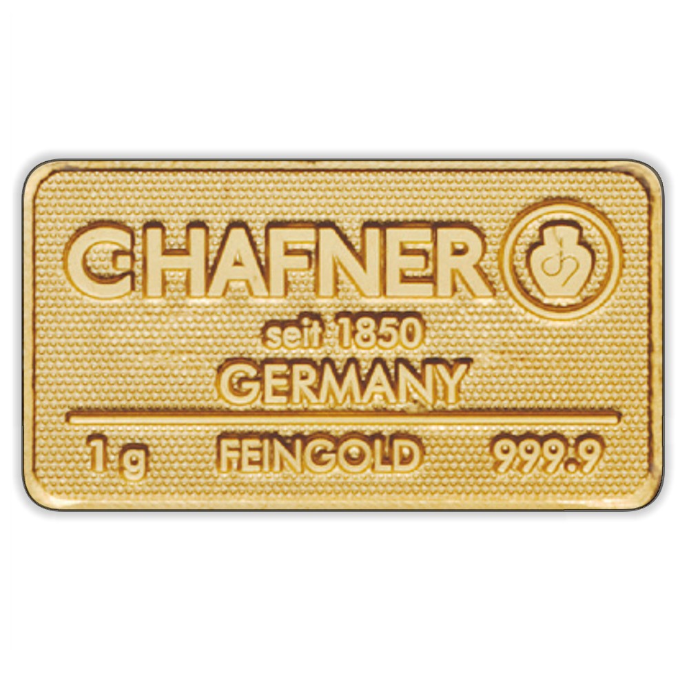 1 g Goldbarren geprägt (C. Hafner)