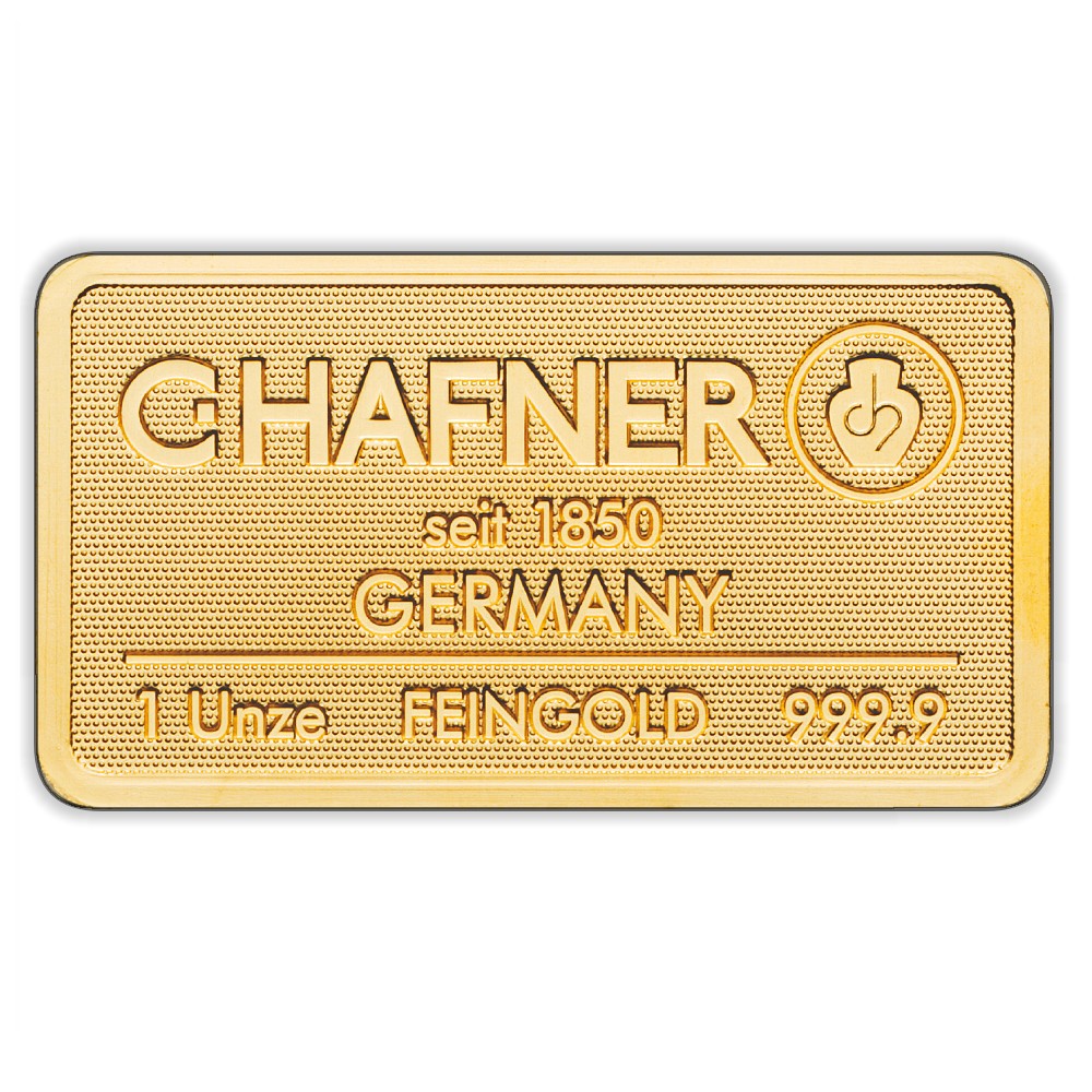 1 Oz Goldbarren geprägt (C. Hafner)