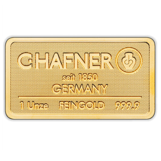1 Oz Goldbarren geprägt (C. Hafner)