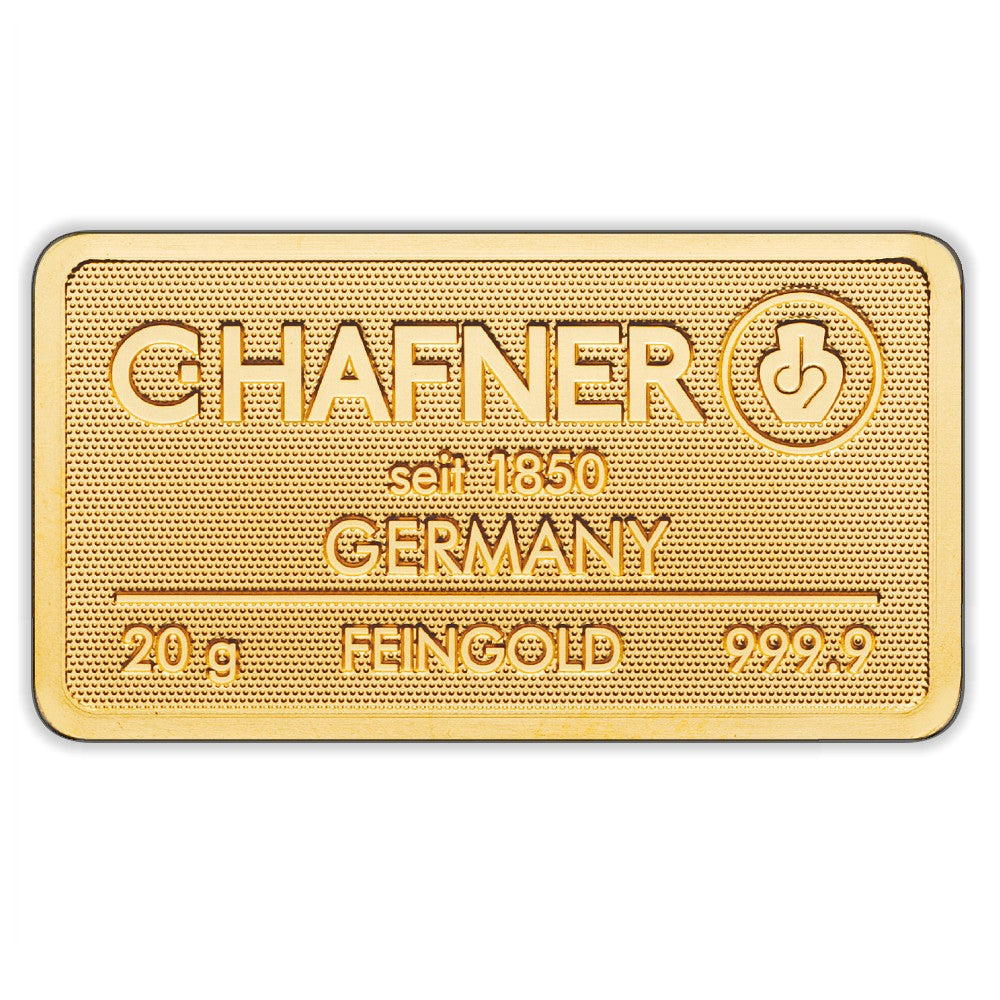 20 g Goldbarren geprägt (C. Hafner)