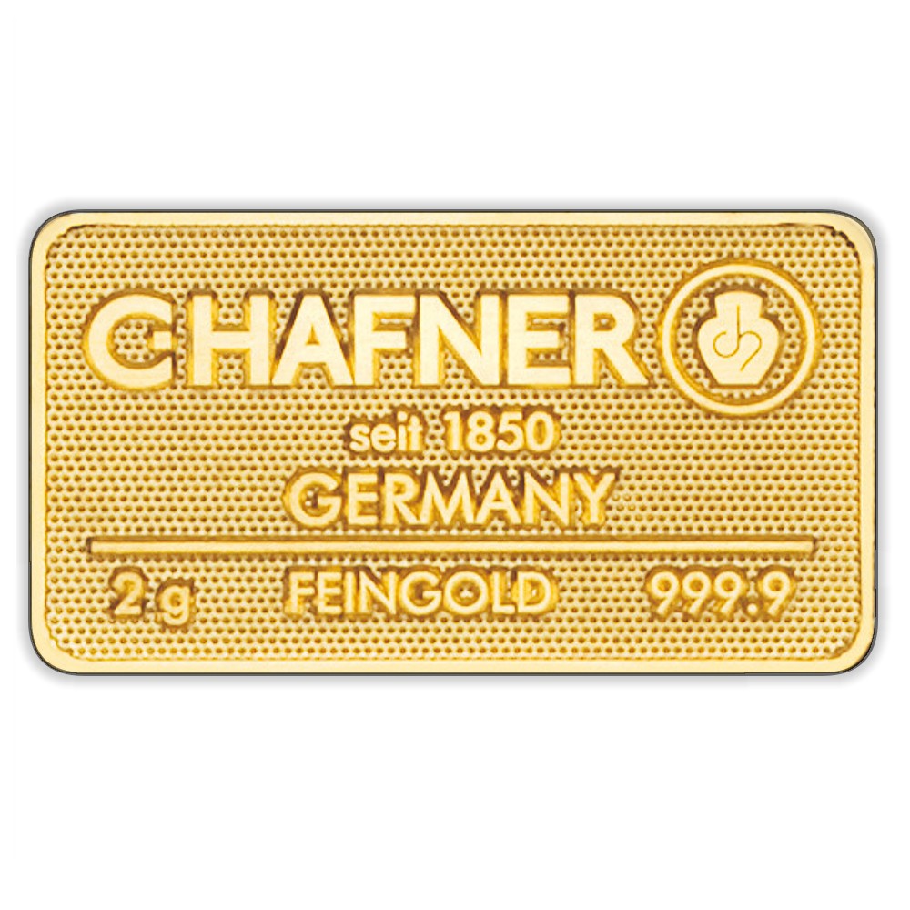 2 g Goldbarren geprägt (C. Hafner)