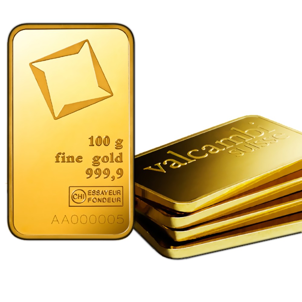 100 g Goldbarren geprägt (Valcambi)