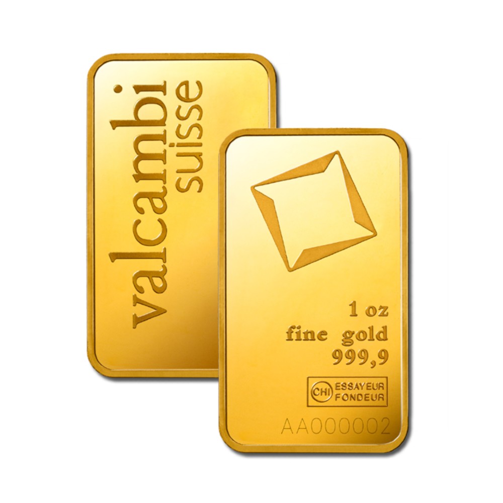 1 Oz Goldbarren geprägt (Valcambi)
