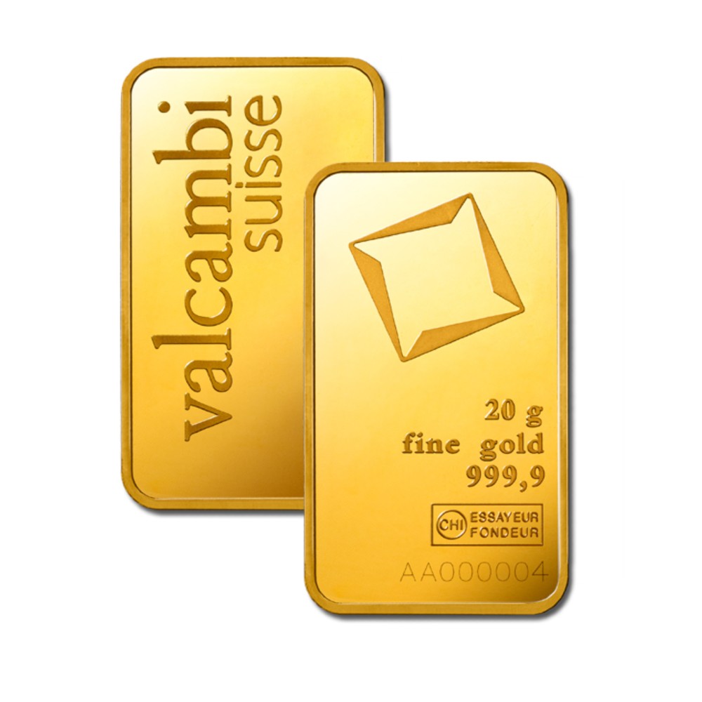 20 g Goldbarren geprägt (Valcambi)