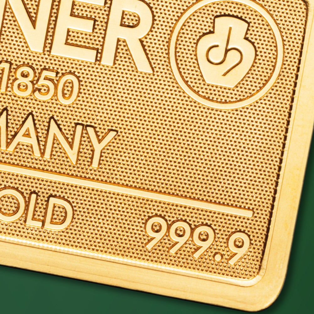 50 g Goldbarren geprägt (C. Hafner)