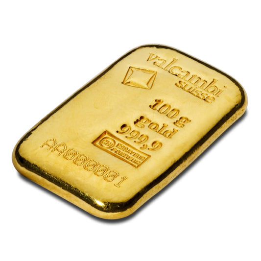 100 g Goldbarren gegossen (Valcambi)