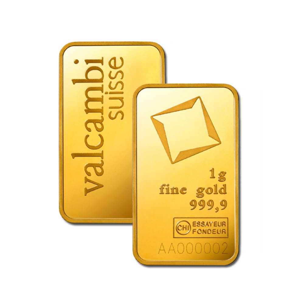 1 g Goldbarren geprägt (Valcambi)