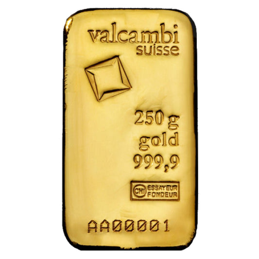 250 g Goldbarren gegossen (Valcambi)